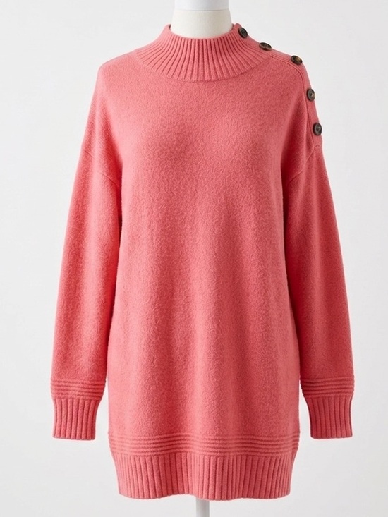 Anthropologie Margarita Mock Neck Button Shoulder Tunic Sweater Size Large